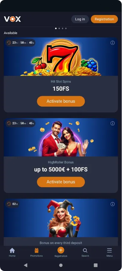 Vox Casino premijų skyrius